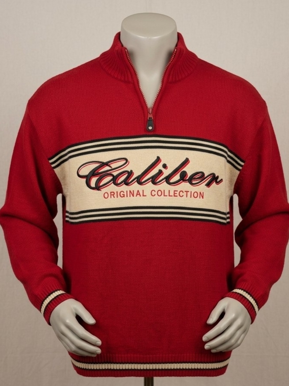 Vintage Caliber Quarter Zip Knit Sweater Mens XL Red Pre-owned.